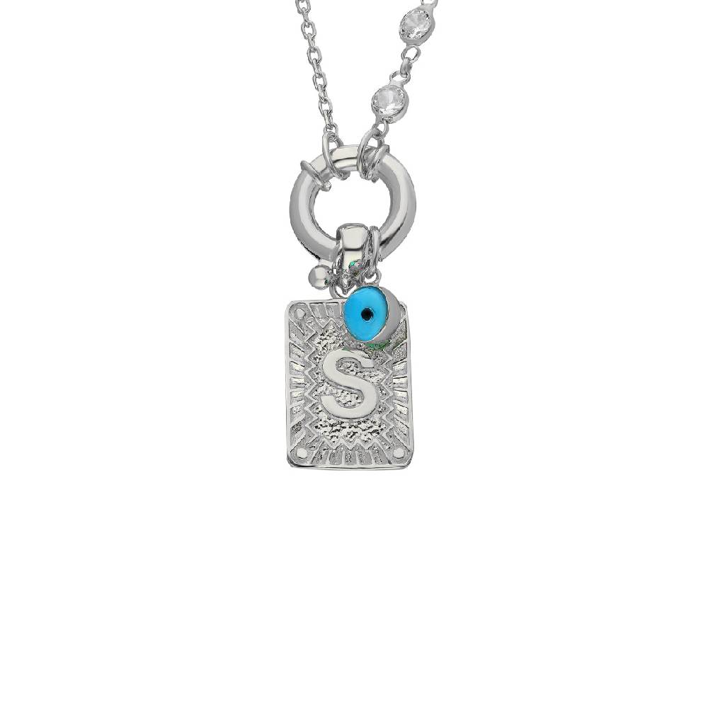 Kardelen Chain Design Iced Buchstabe mit Nazar - 925 SILBER Kostenlose Rückgabe