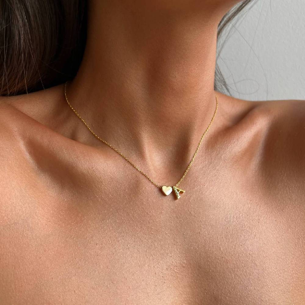 Kardelen Heart & letter Necklace - 925 SILBER Letzte 2 Tage