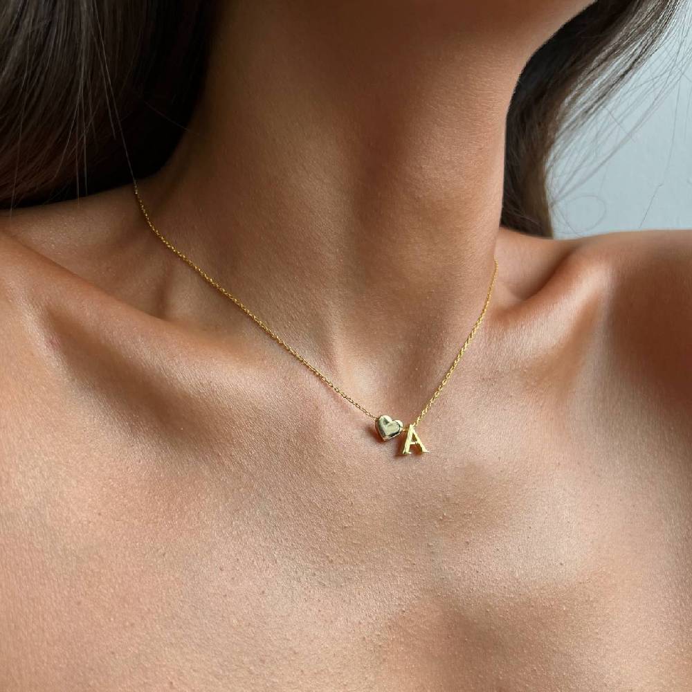 Kardelen Heart & letter Necklace - 925 SILBER Letzte 2 Tage