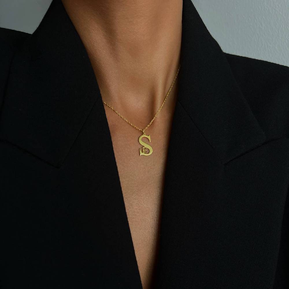 Kardelen Duo Initialen Necklace - 925 SILBER Bis zu 60% Rabatt