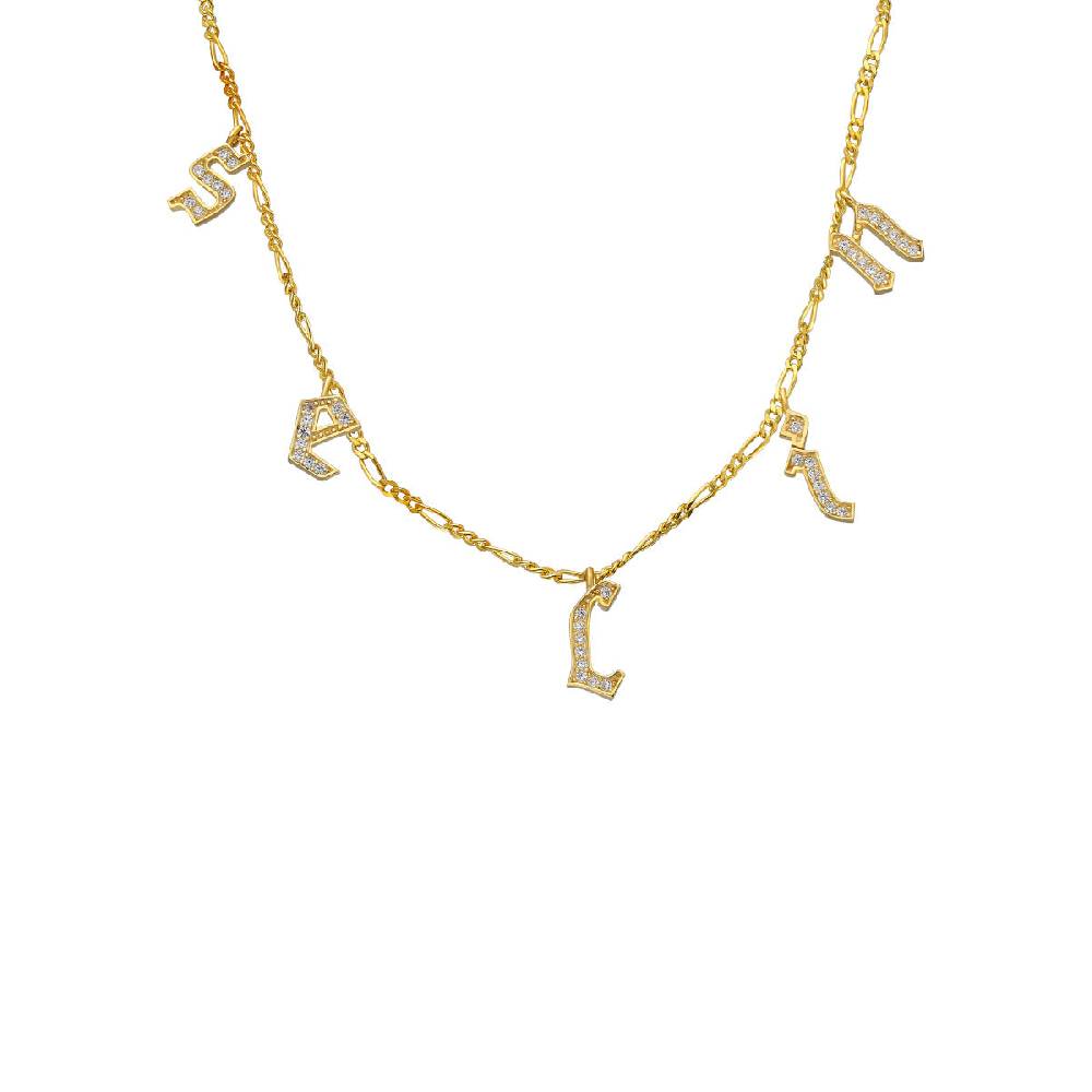 Kardelen Chocker Namenskette mit Zirkonia Gothic - 925 SILBER
