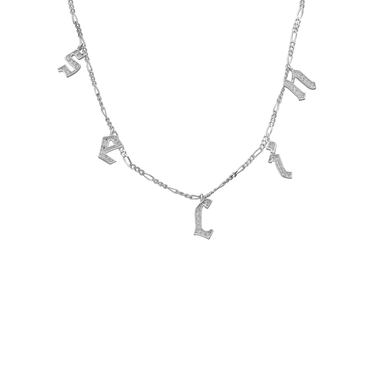 Kardelen Chocker Namenskette mit Zirkonia Gothic - 925 SILBER Bis zu 65% Rabatt