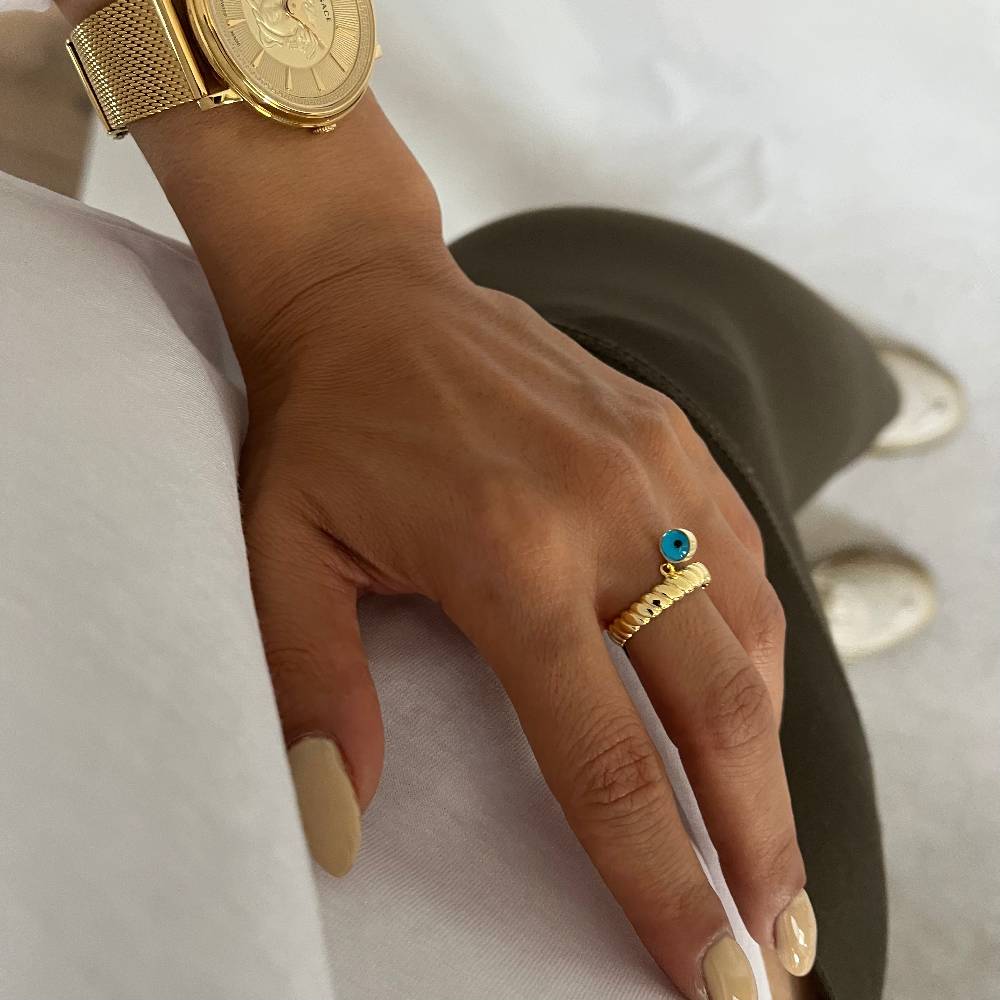 Kardelen Burma Nazar Ring - 925 SILBER Im Verkauf