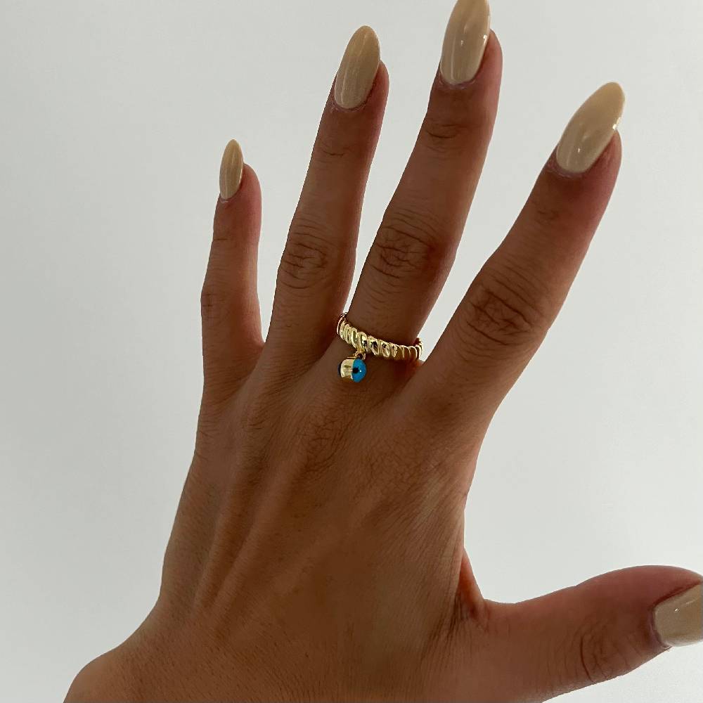 Kardelen Burma Nazar Ring - 925 SILBER Im Verkauf