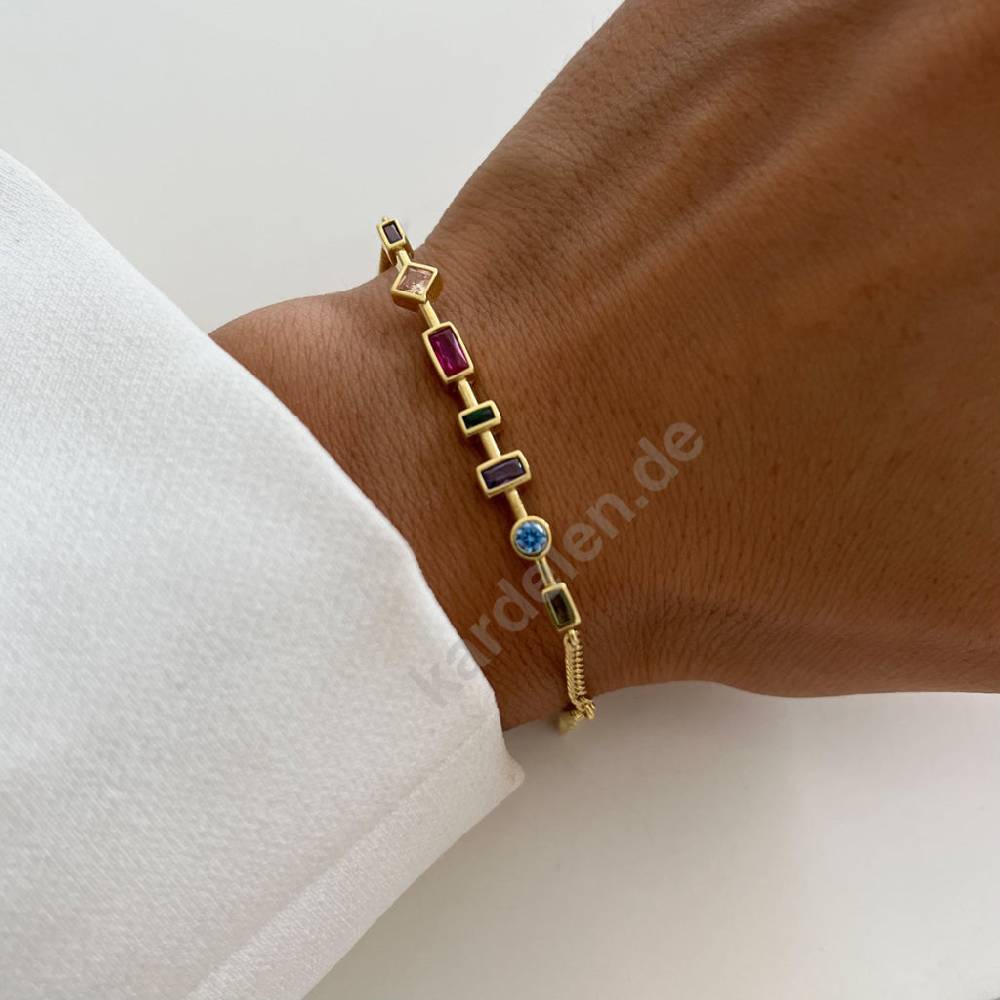 Kardelen Colorfull Stein Armkette - 925 SILBER 2025