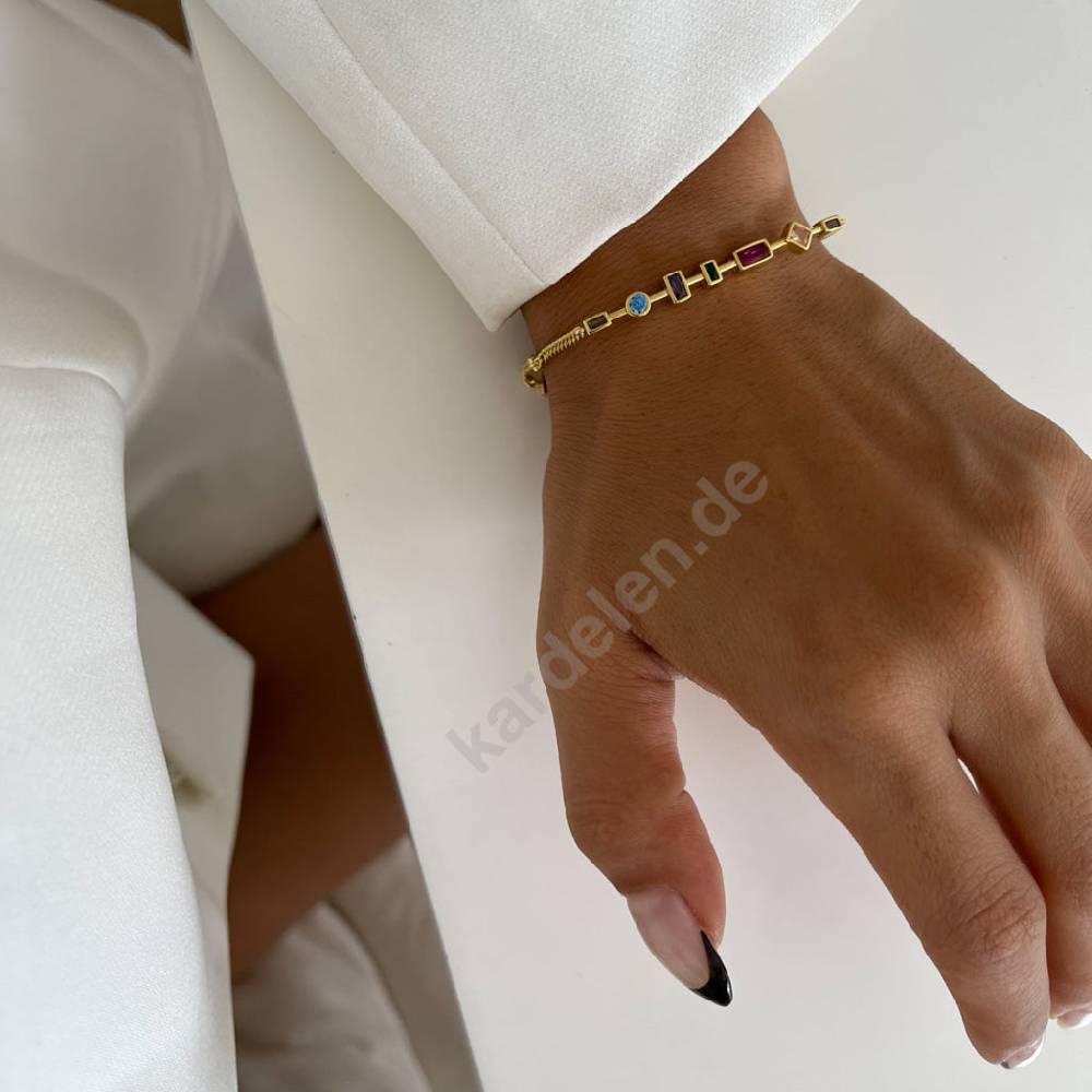 Kardelen Colorfull Stein Armkette - 925 SILBER 2025