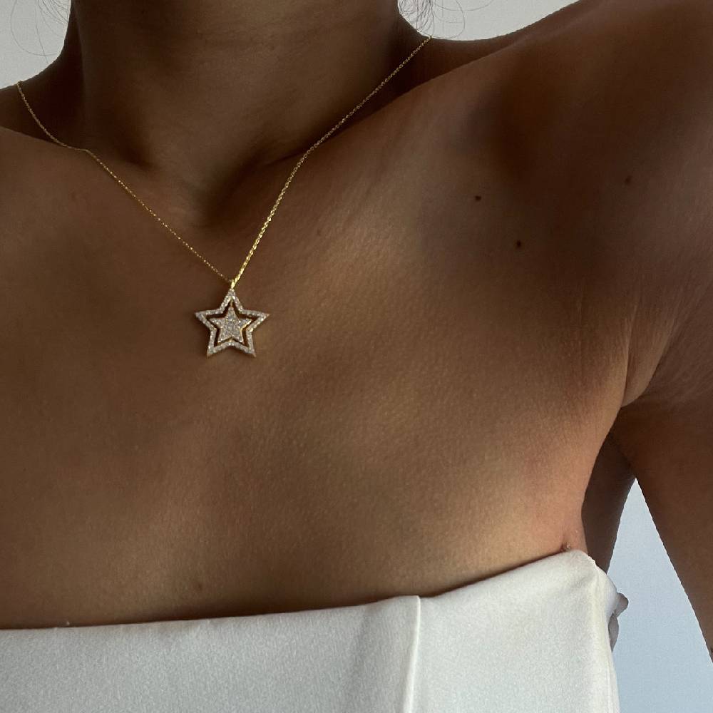 Kardelen Glänzend Star Halskette - 925 SILBER Fabrik Onlineshop
