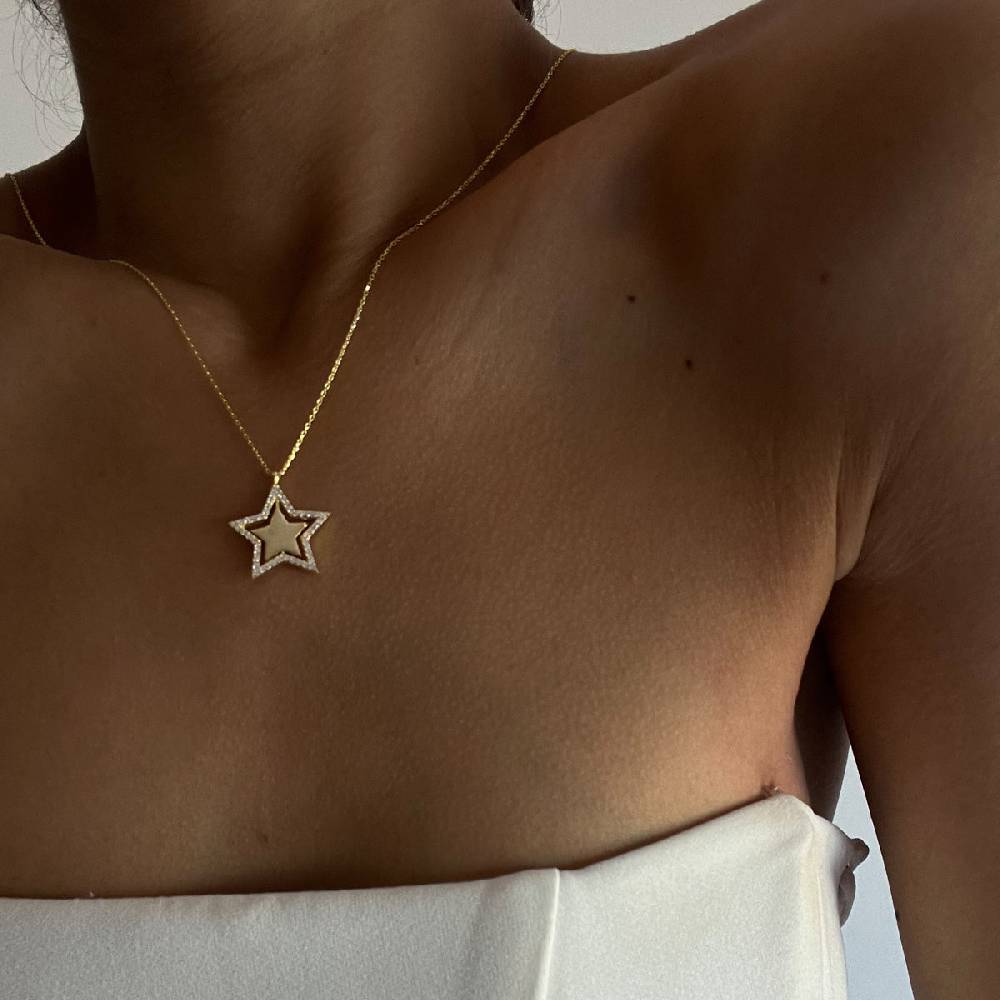 Kardelen Glänzend Star Halskette - 925 SILBER Fabrik Onlineshop