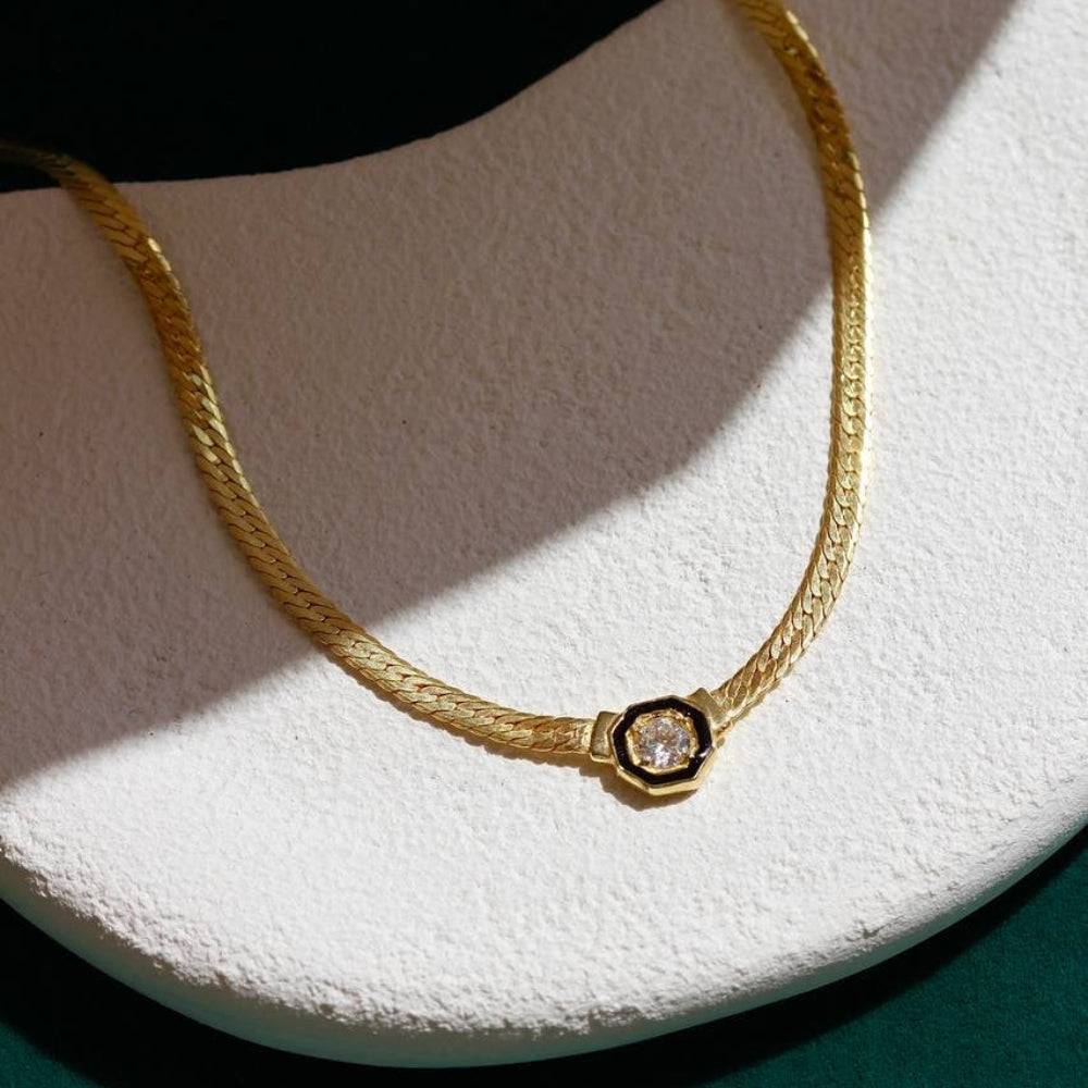 Kardelen SNAKE BIG ZIRKONIA KETTE - 925 SILBER Rabatt