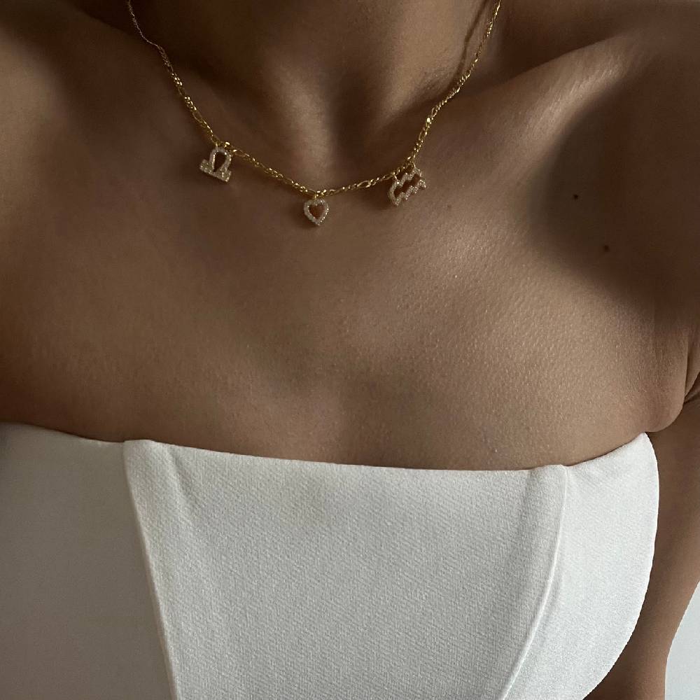 Kardelen Sternzeichen Partner Kette mit Herz 2 - 925 SILBER Tägliche Deals