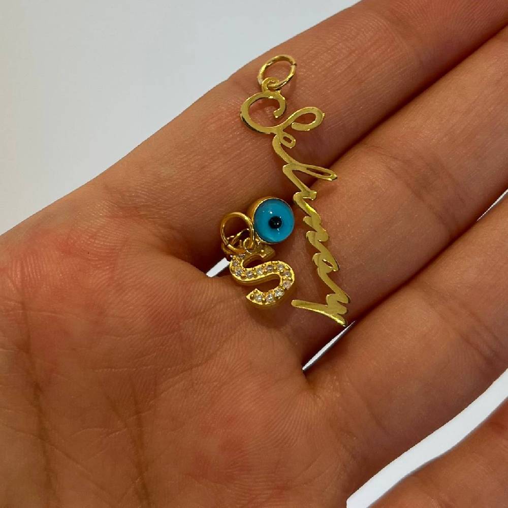 Kardelen Chain Strass Signatur Halskette mit Nazar - 925 SILBER JETZT KAUFEN