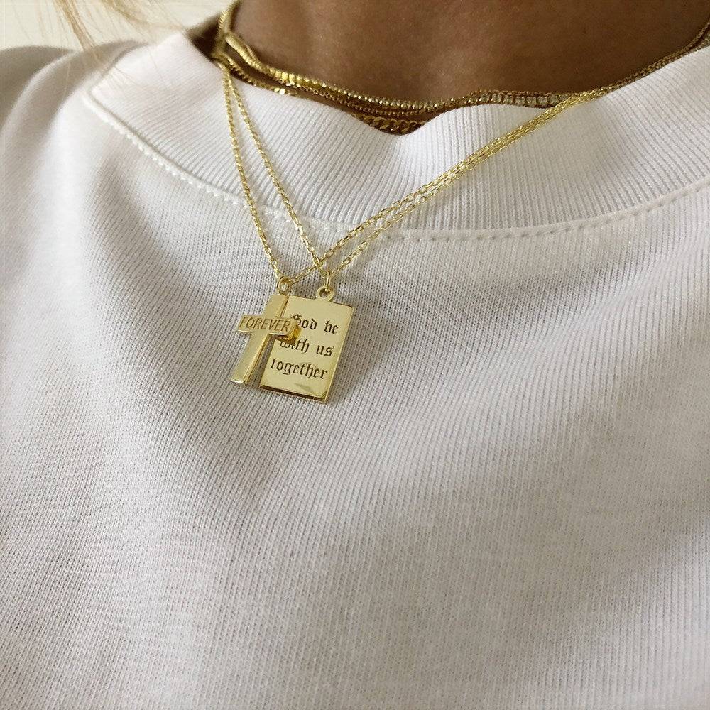 Kardelen Kreuzkette mit Name - 925 SILBER Sonderangebot der Fabrik