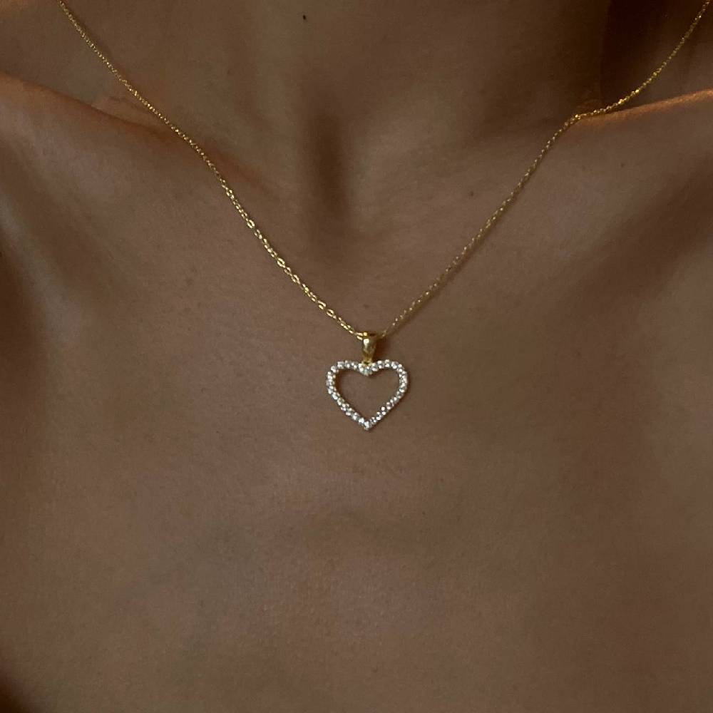 Kardelen Full Zirkonia Herz Kette - 925 SILBER Nur noch ein Tag übrig
