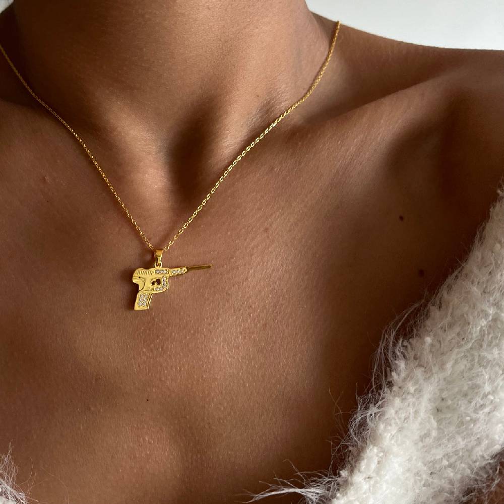 Kardelen Pistole Kette mit Zirkonia - 925 SILBER Speichern exportieren