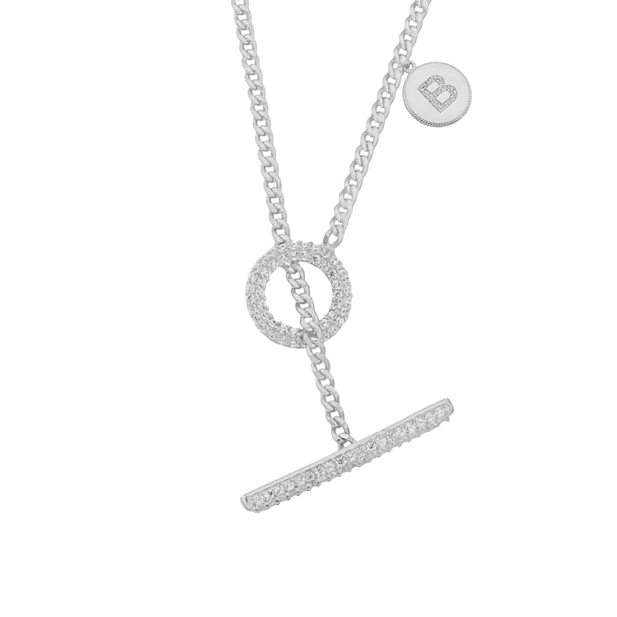 Kardelen Lovin Zirkonia Round Buchstabe Halskette - 925 SILBER Im Verkauf