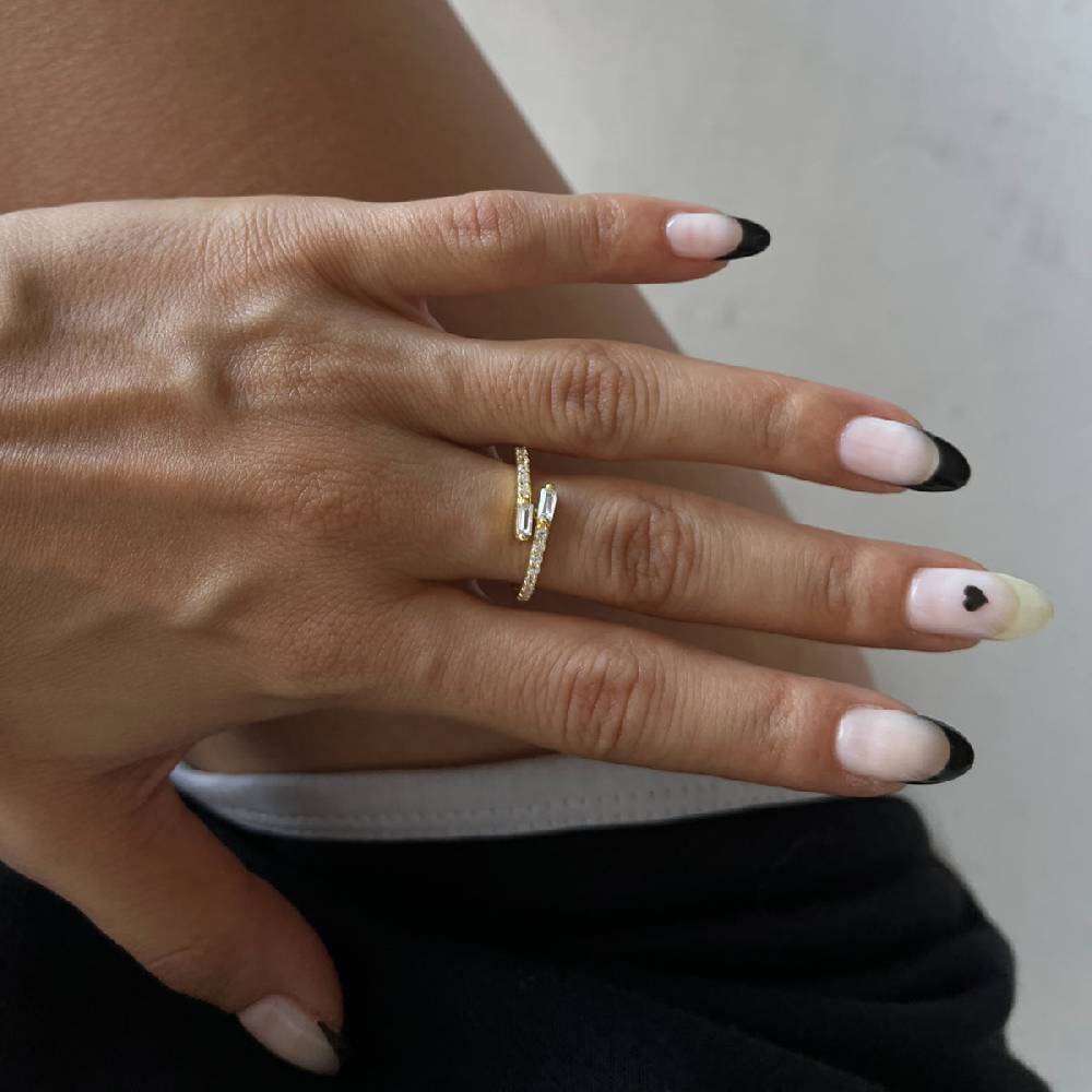 Kardelen Double Baguette Ring - 925 SILBER 50% Rabatt für begrenzte Zeit