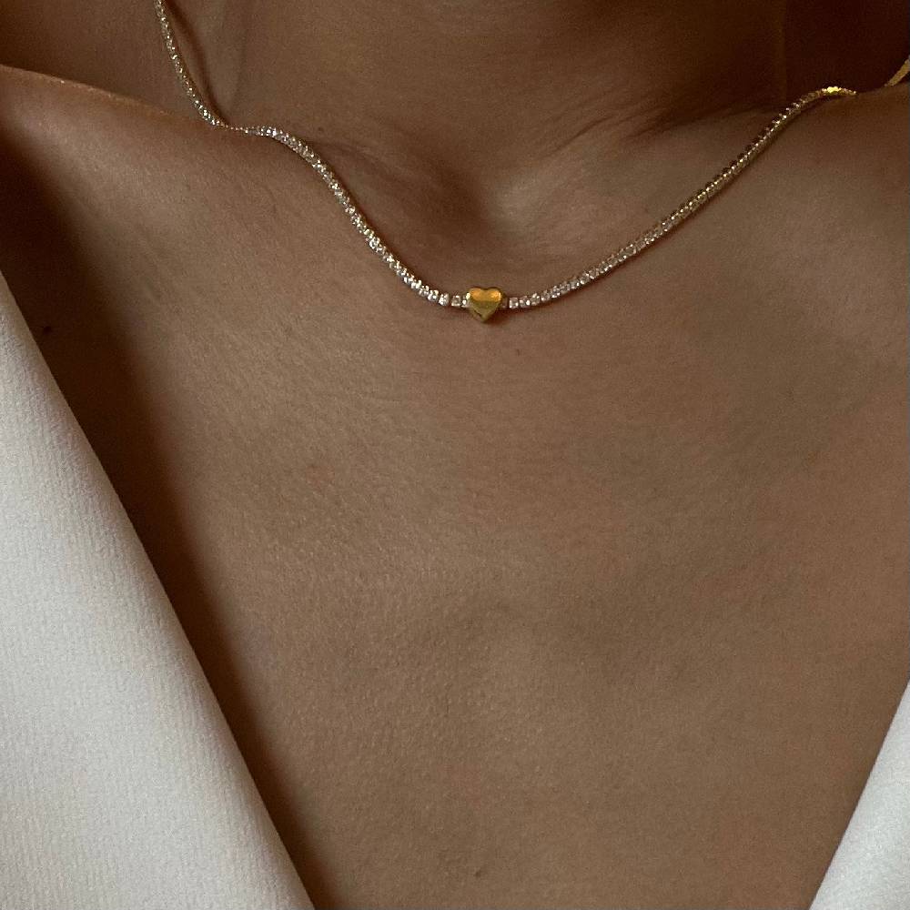 Kardelen Chain Strass herzkette - 925 SILBER Kostenloser Versand