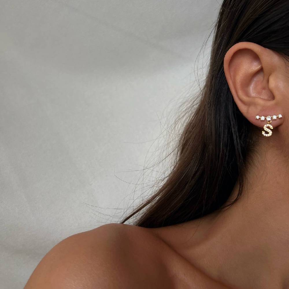Kardelen Estee mit Initialen Ohrring - 925 SILBER Online Shopping