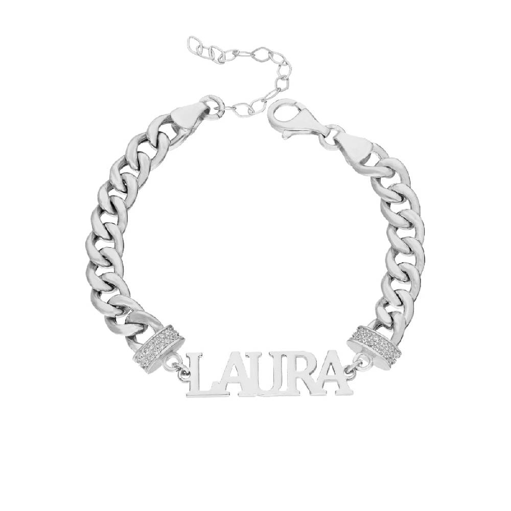 Kardelen Cubice Armkette mit Wunschnamen - 925 SILBER Osterangebot
