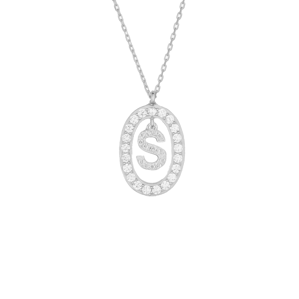 Kardelen Oval Zirkonia Buchstaben Kette - 925 SILBER Vatertagsangebot