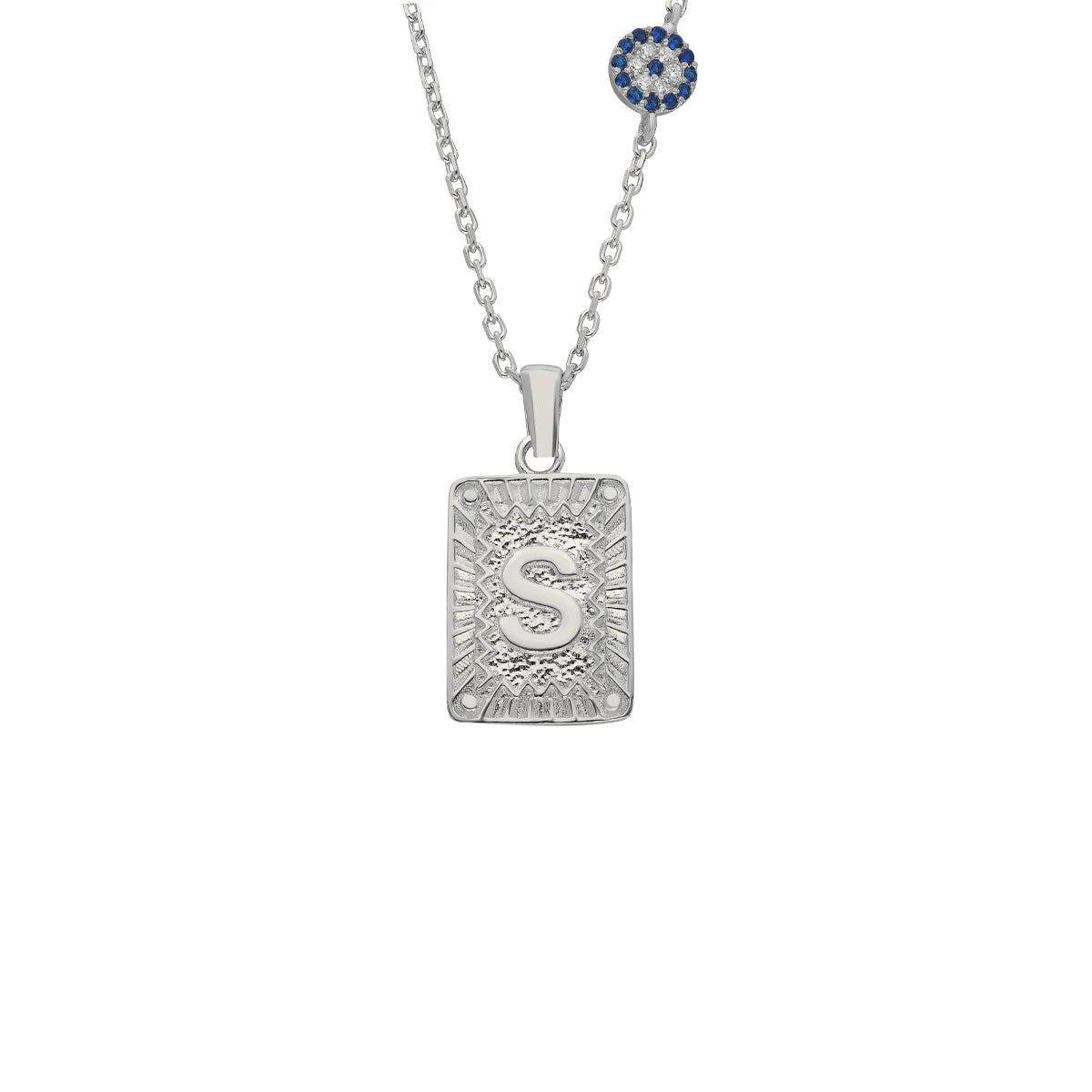 Kardelen Vintage Buchstaben Kette mit Nazar - 925 SILBER Neueste Mode