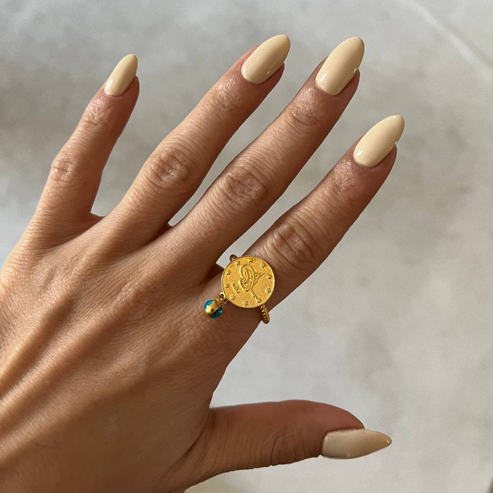 Kardelen Ceyrek Ring mit Nazar - 925 SILBER Neuheiten