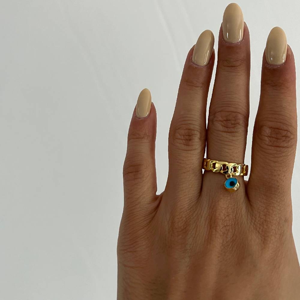 Kardelen Nazar Cuban Link Ring - 925 SILBER Super Sparpreis