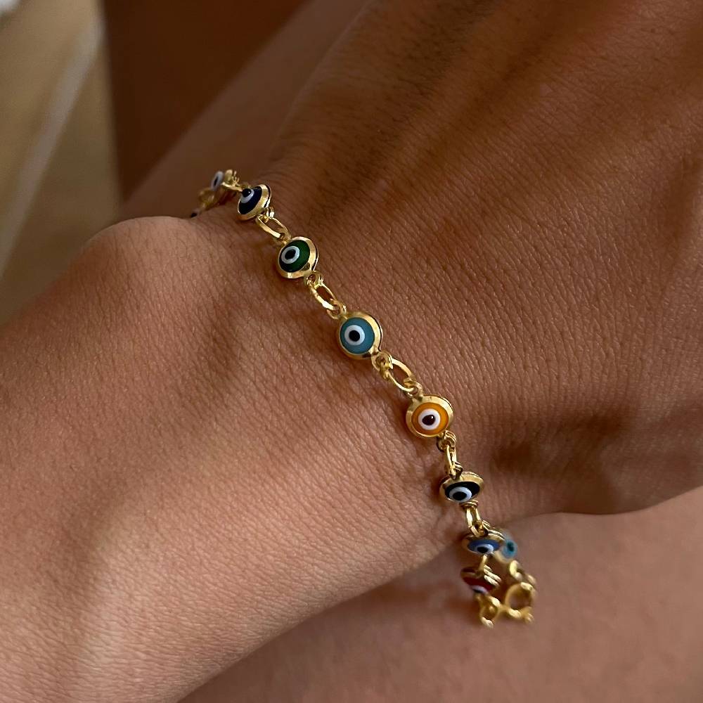 Kardelen Colorfull Mini Nazar Armkette - 925 SILBER Letzte 3 Tage
