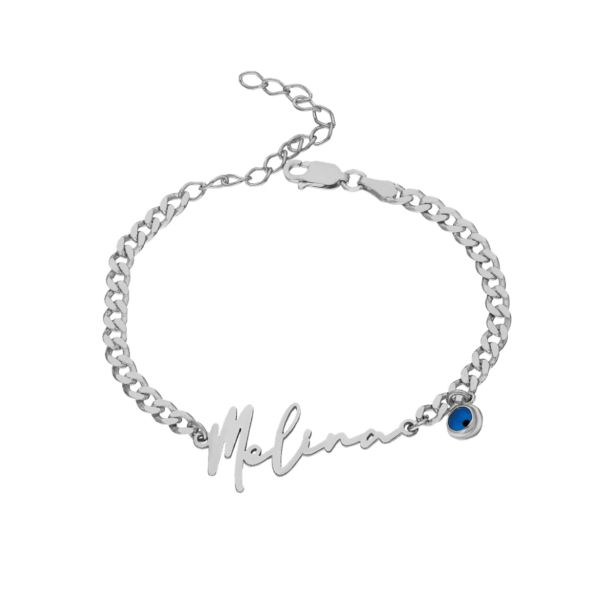 Kardelen Desaster Cuban Namensarmkette mit Nazar - 925 SILBER Zeitbegrenzte Promotion