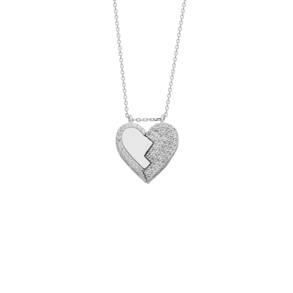 Kardelen Magnet Herz Halskette mit Zirkonia - 925 SILBER Flash Sale