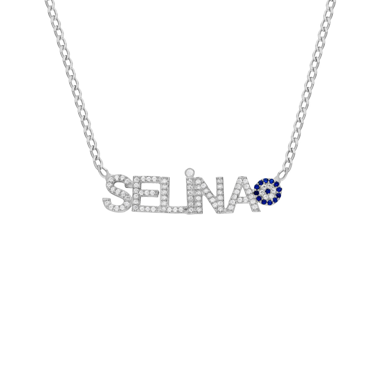 Kardelen ZIRKONIA NAMENSKETTE MIT NAZAR - 925 SILBER Begrenztes Angebot