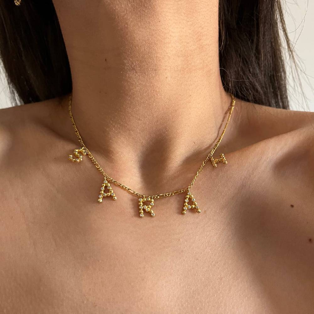 Kardelen Chocker Ball Zirkonia Namenskette - 925 SILBER Muttertagsangebot