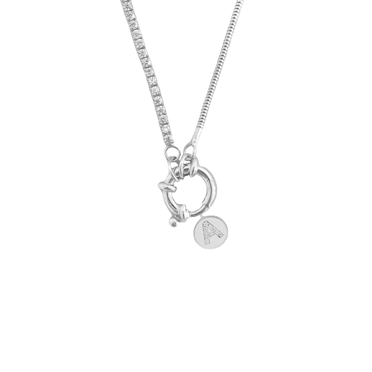 Kardelen Chain Design Italia Iced Round Zirkonia Buchstabenkette - 925 SILBER Exklusive Angebote