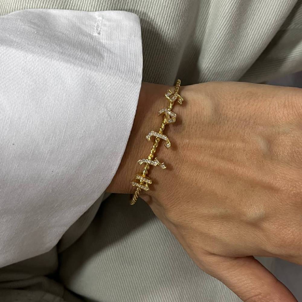 Kardelen Burma Armband mit Zirkonia Buchstaben Gothic - 925 SILBER Blitzangebot