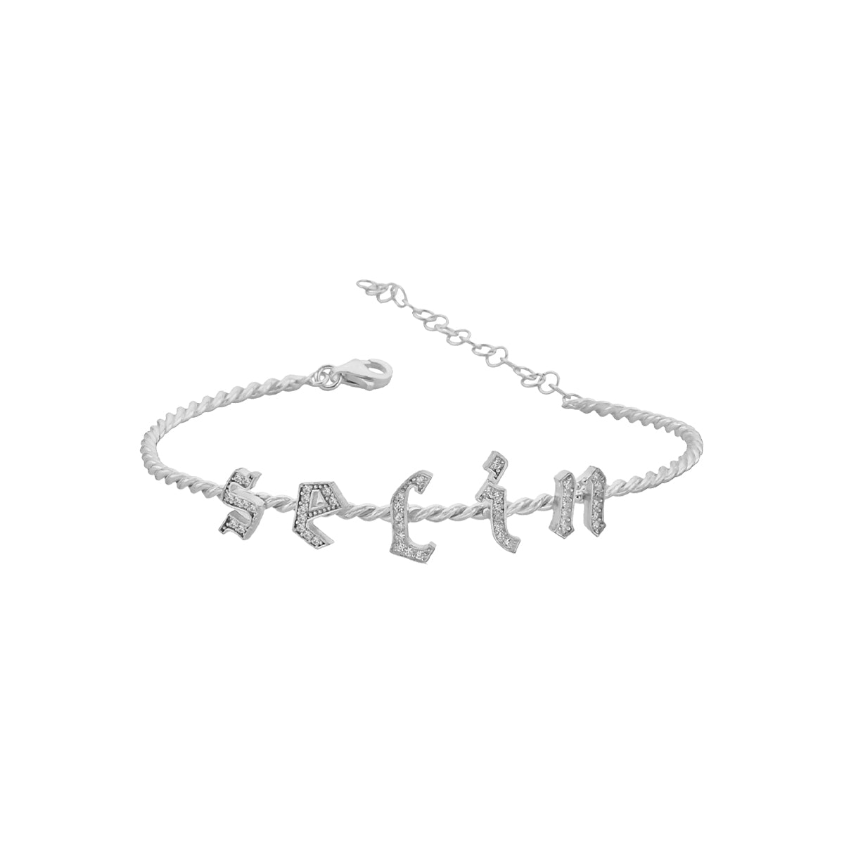 Kardelen Burma Armband mit Zirkonia Buchstaben Gothic - 925 SILBER Blitzangebot