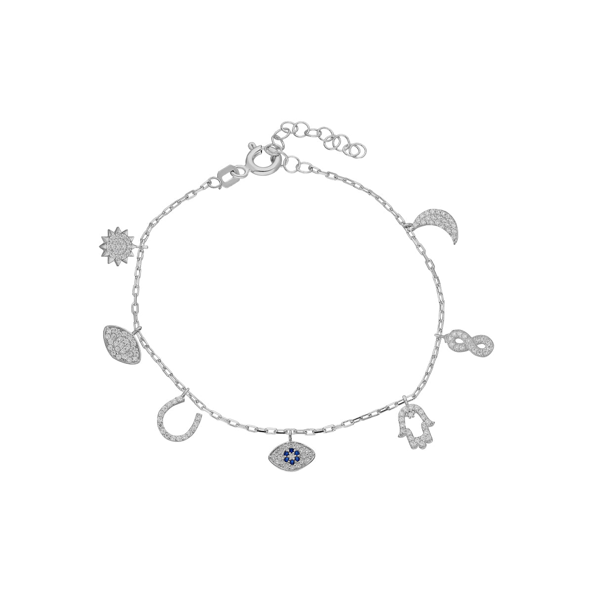 Kardelen Nazar Armband mit Sieben Charm - 925 SILBER Große Rabatte