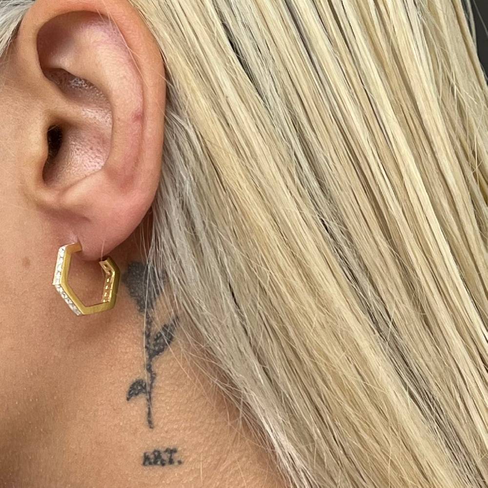 Kardelen Fünfeckige Ohrring mit Zirkonia - 925 SILBER Neueste Stile
