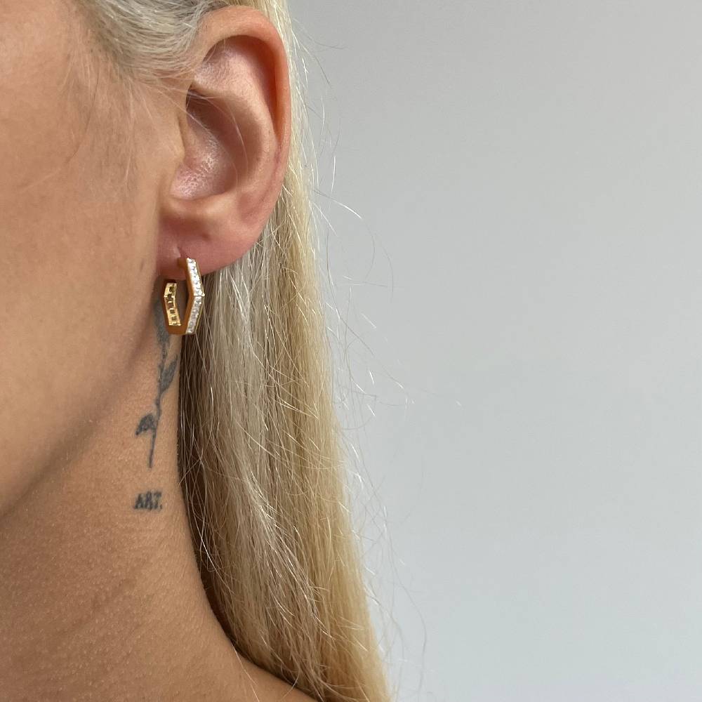 Kardelen Fünfeckige Ohrring mit Zirkonia - 925 SILBER Neueste Stile