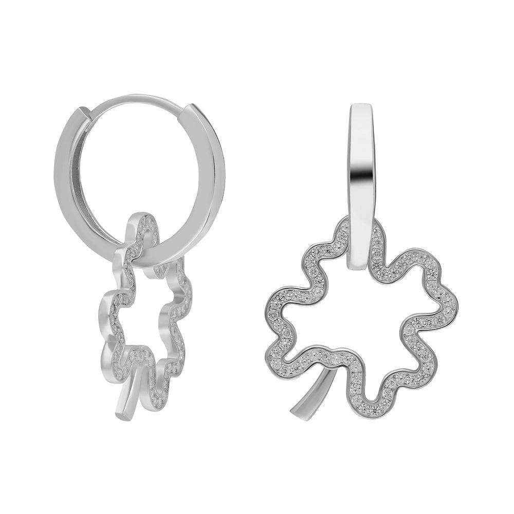 Kardelen Kleeblatt Zirkonia Ohhringe - 925 SILBER Letzter Tag