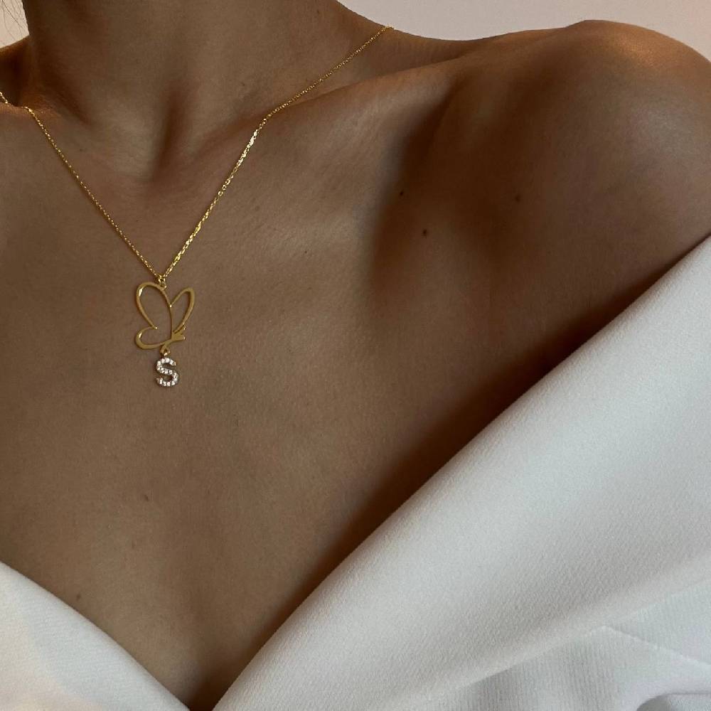Kardelen Butterfly Kette mit Wunschbuchstabe - 925 SILBER Bis zu 60% Rabatt