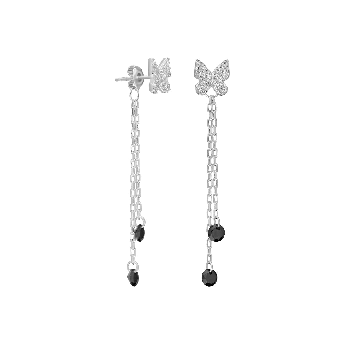 Kardelen Schwarze Schmetterling Ohrringe - 925 SILBER 50% Rabatt für begrenzte Zeit