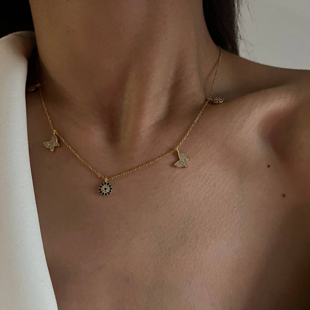Kardelen Nazar X Butterfly Kette - 925 SILBER Verkauf