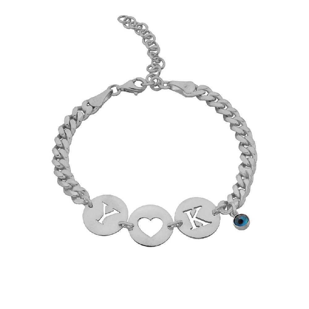 Kardelen Gourmet Armband mit Initialen und Nazar - 925 SILBER Sonderangebot