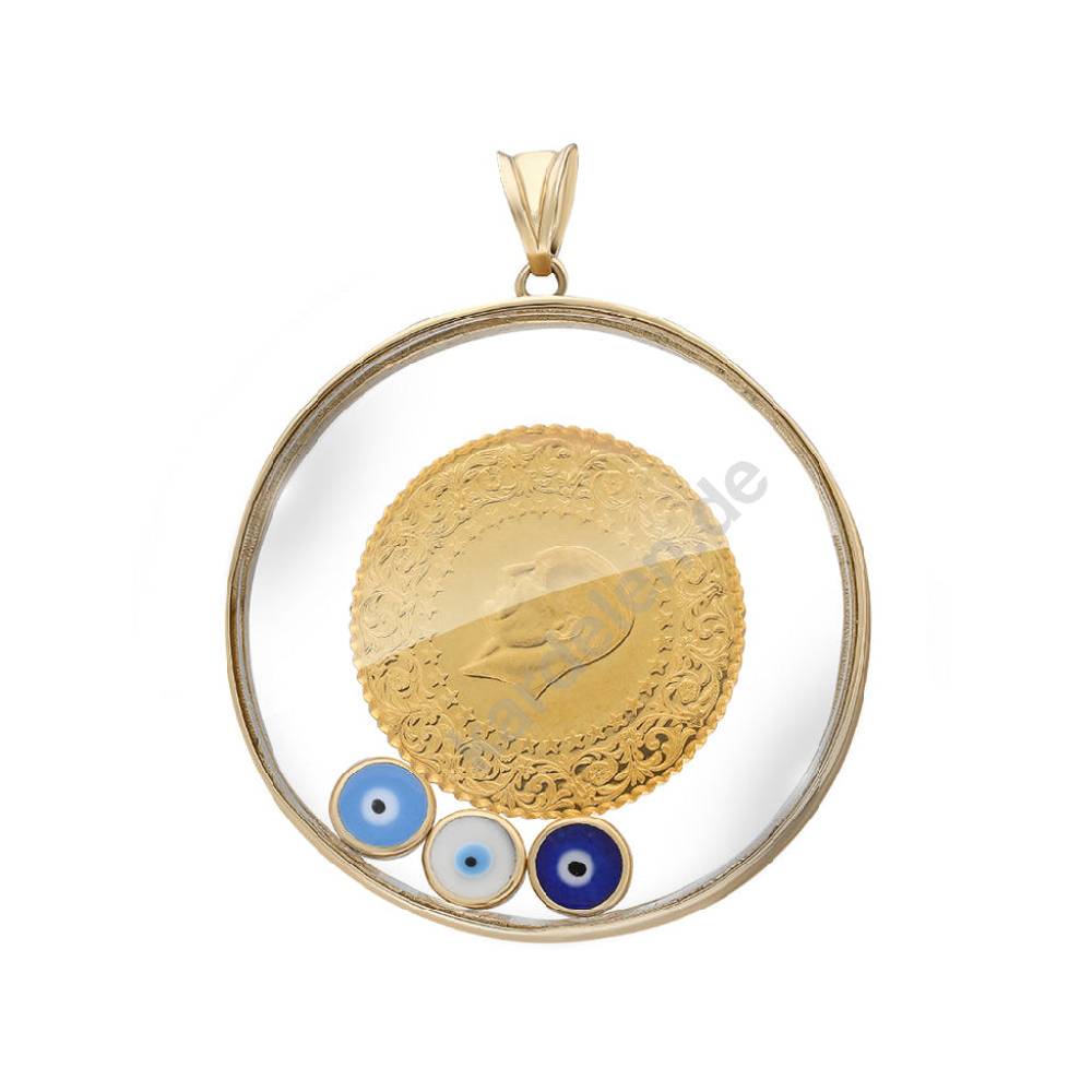 Kardelen 14K GOLD LUXUS CEYREK & NAZAR CHARM