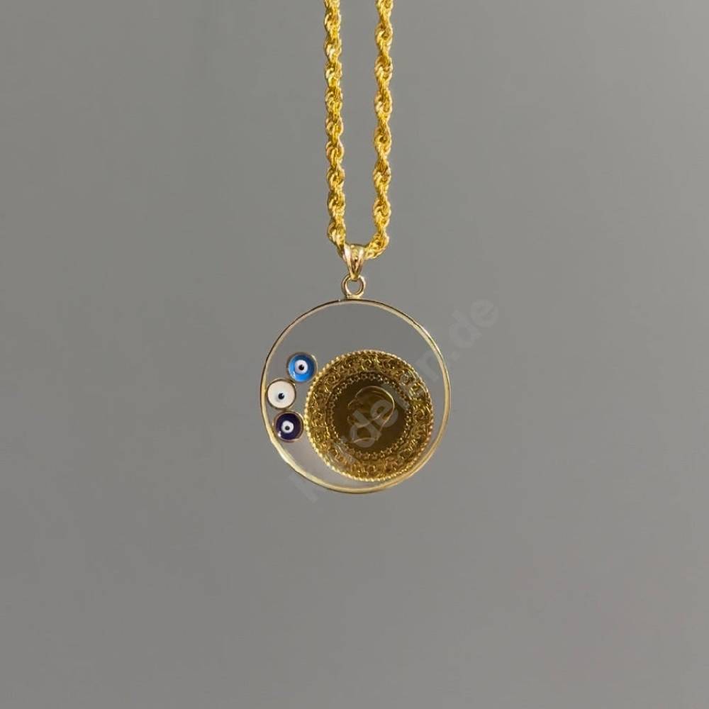 Kardelen 14K GOLD LUXUS CEYREK & NAZAR CHARM Große Rabatte