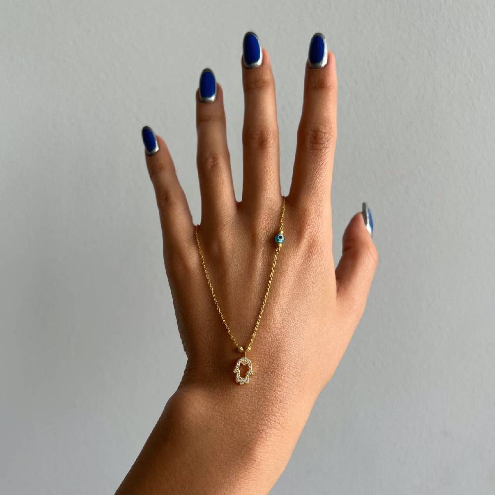 Kardelen FATIMAS HAND ZIRKONIA HALSKETTE MIT NAZAR - 925 SILBER Saisonale Angebote