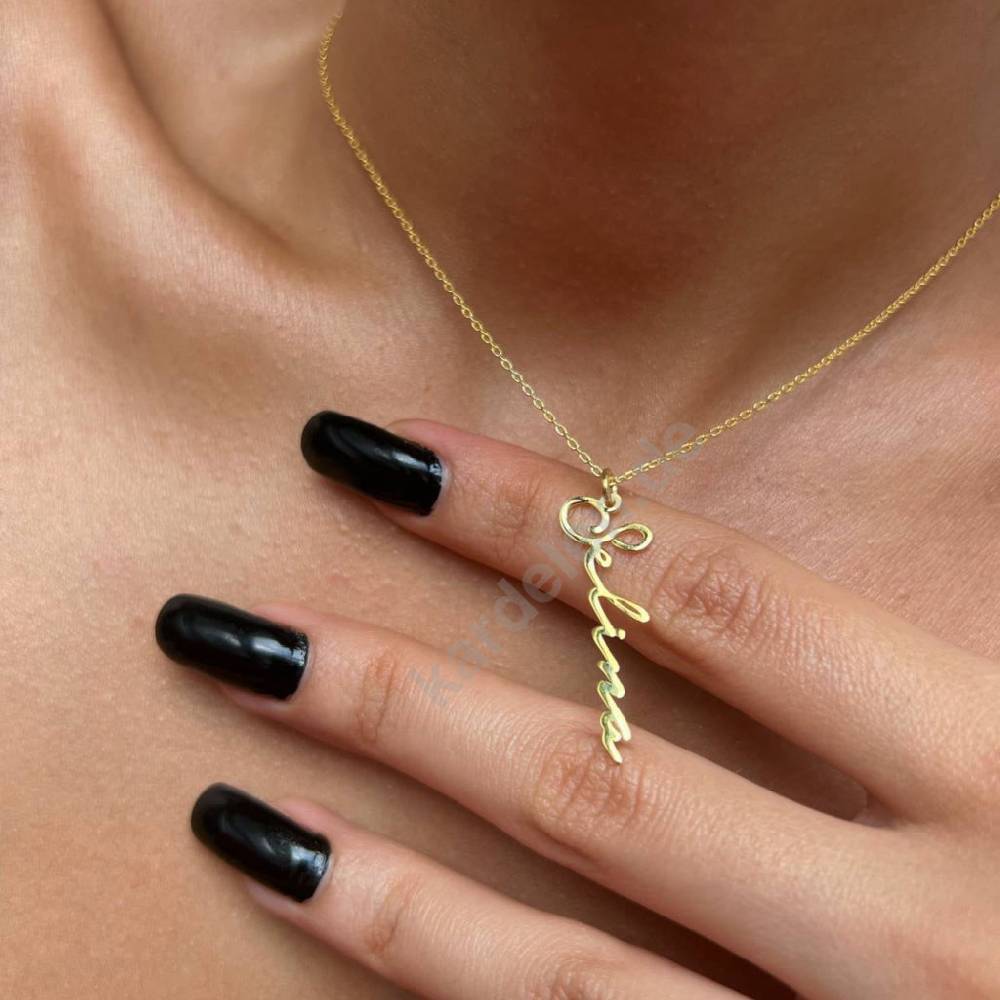 Kardelen 14K GOLD SIGNATUR NAMENSKETTE Super Sparpreis