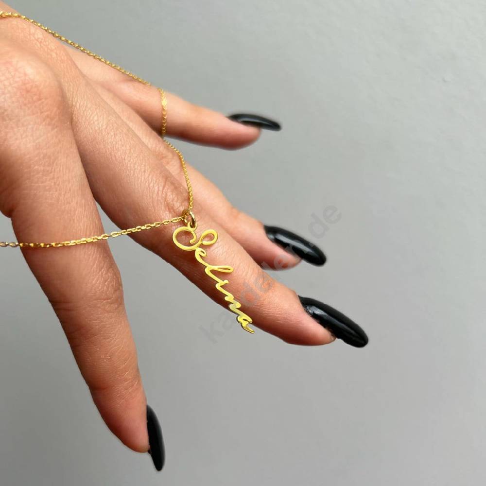 Kardelen 14K GOLD SIGNATUR NAMENSKETTE Super Sparpreis