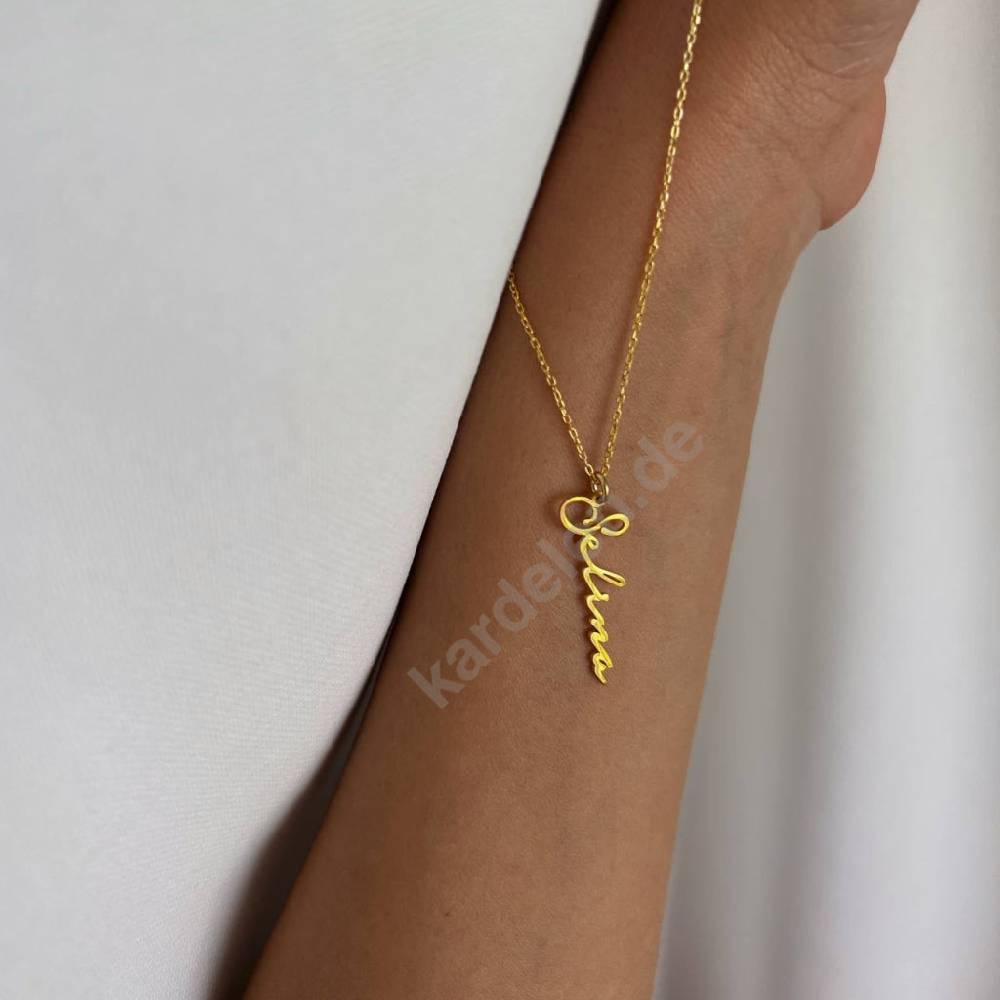 Kardelen 14K GOLD SIGNATUR NAMENSKETTE Super Sparpreis