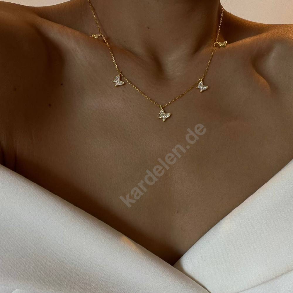 Kardelen 14K GOLD SCHMETTERLING- HALSKETTE Zeitbegrenzte Promotion
